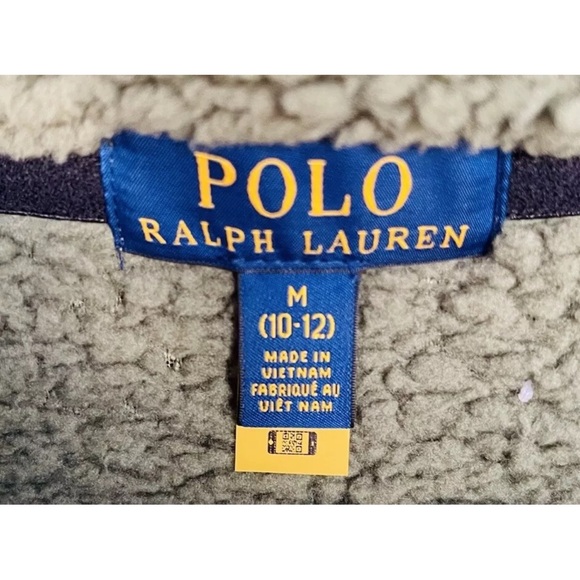 NWT-Polo Ralph Lauren full zip fleece kids size medium 10-12 olive - Picture 7 of 7